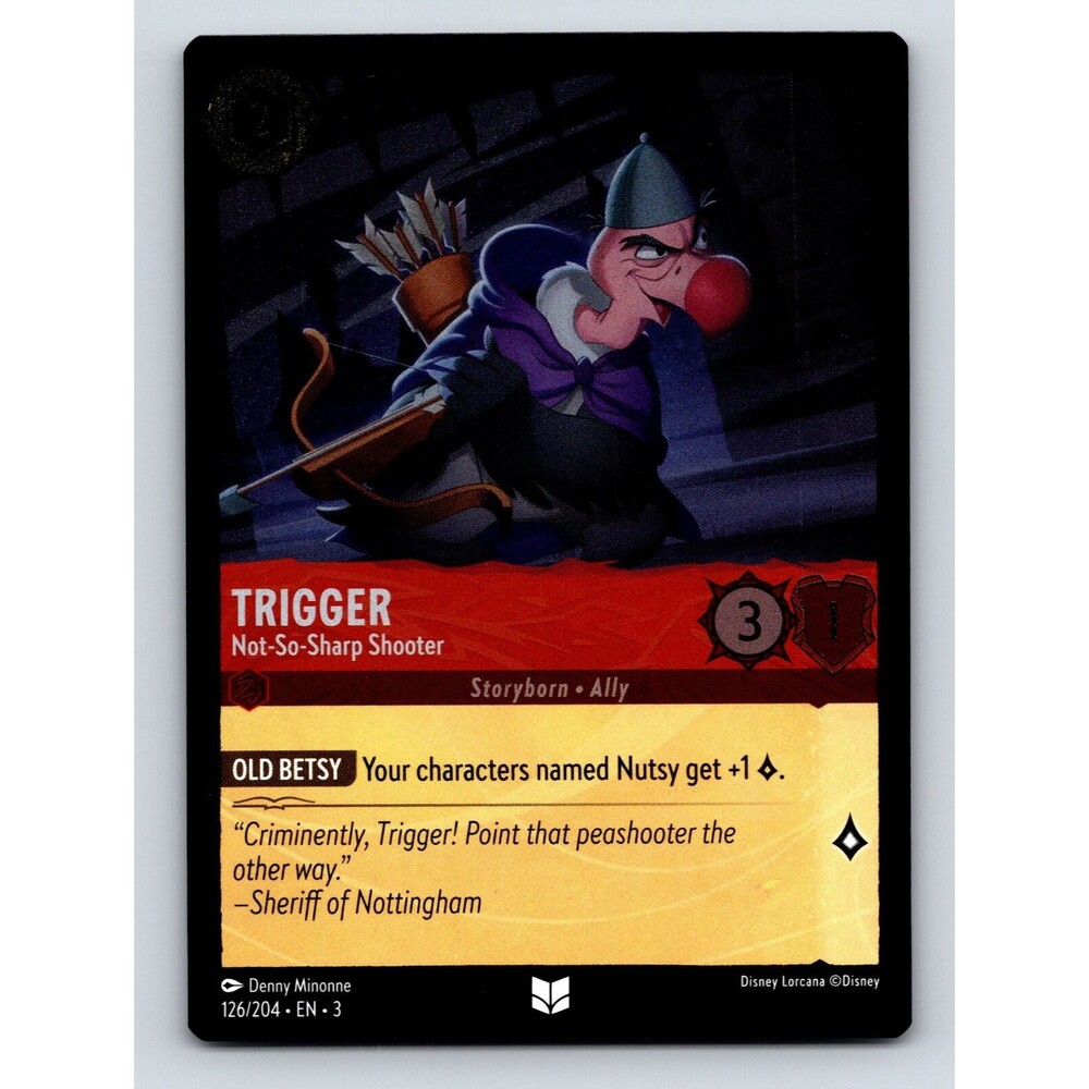 Basic Trigger HP Unknown Not So Sharp Shooter Rarity Red Colorful Disney Lorcana